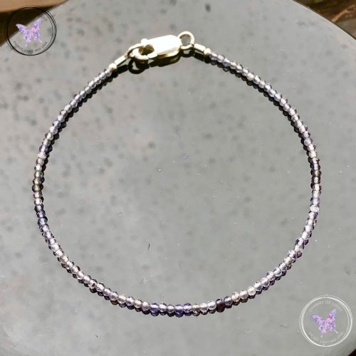 Iolite Micro Faceted Beaded Bracelet Silver